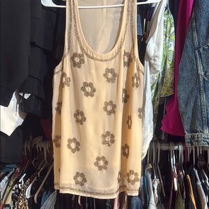 Forever 21 Cream Floral Tank Top
